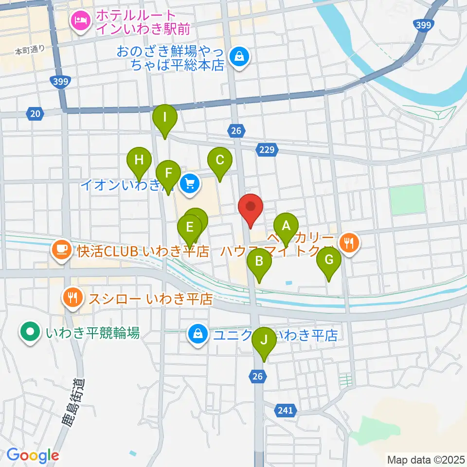 ピアノショップいわき周辺の駐車場・コインパーキング一覧地図