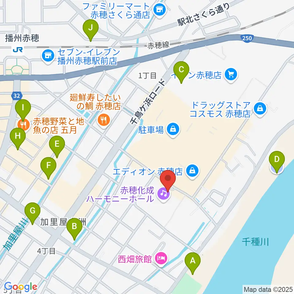 赤穂化成ハーモニーホール周辺の駐車場・コインパーキング一覧地図
