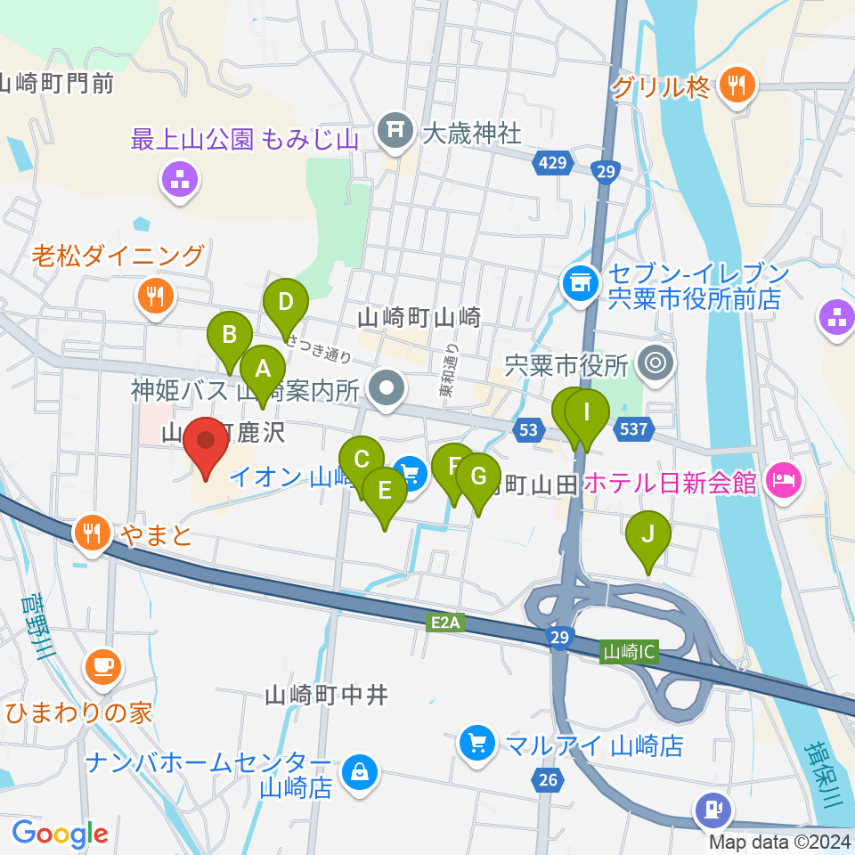 山崎文化会館周辺の駐車場・コインパーキング一覧地図