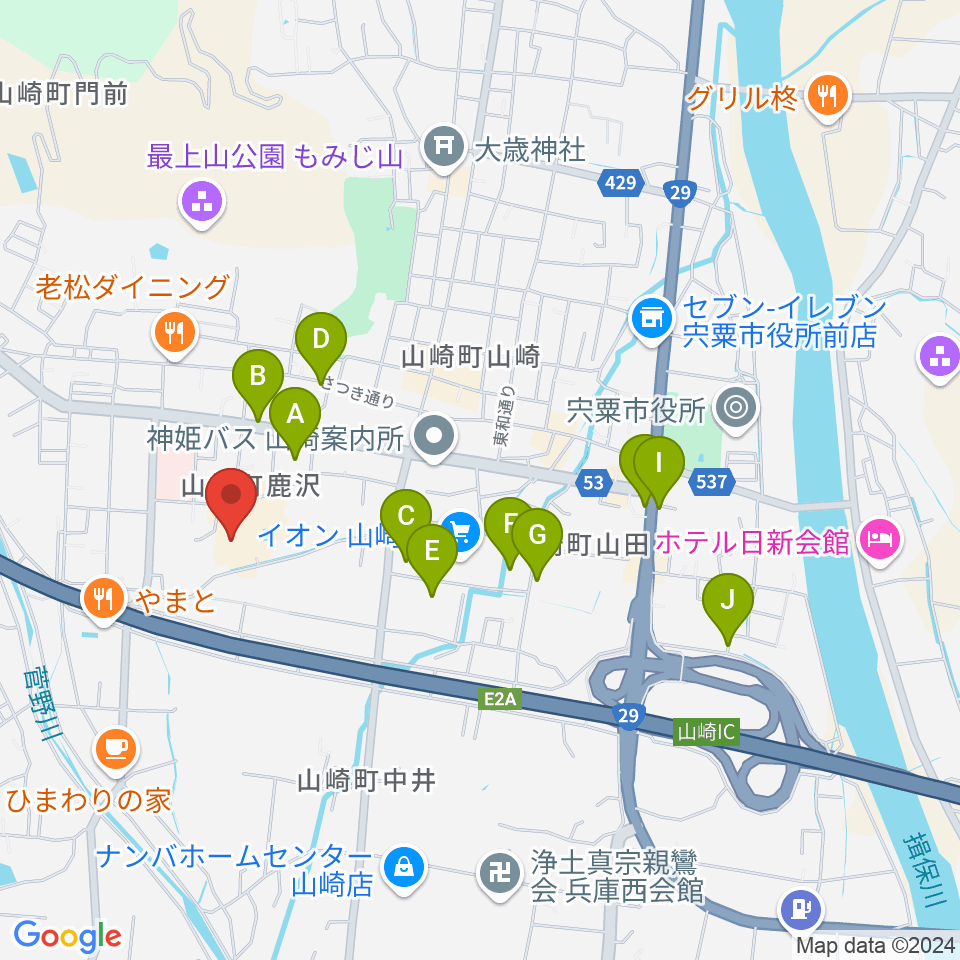 山崎文化会館周辺の駐車場・コインパーキング一覧地図