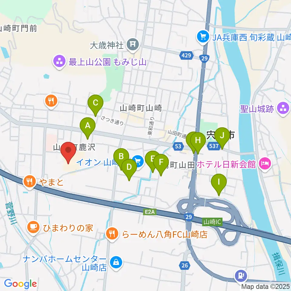 山崎文化会館周辺の駐車場・コインパーキング一覧地図