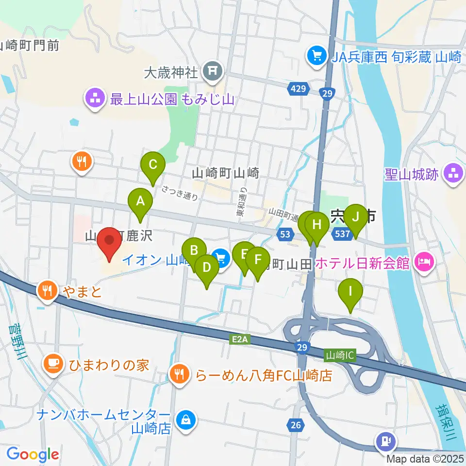 山崎文化会館周辺の駐車場・コインパーキング一覧地図