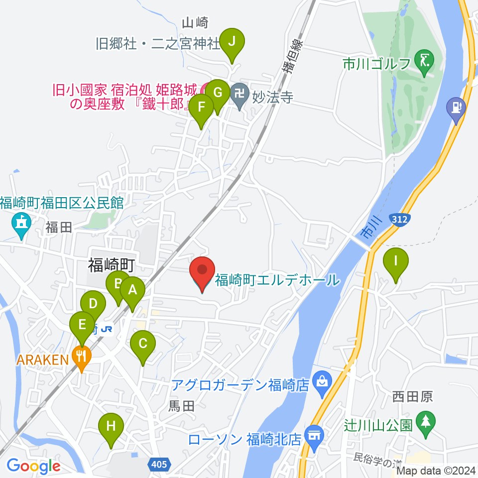 福崎町エルデホール周辺の駐車場・コインパーキング一覧地図