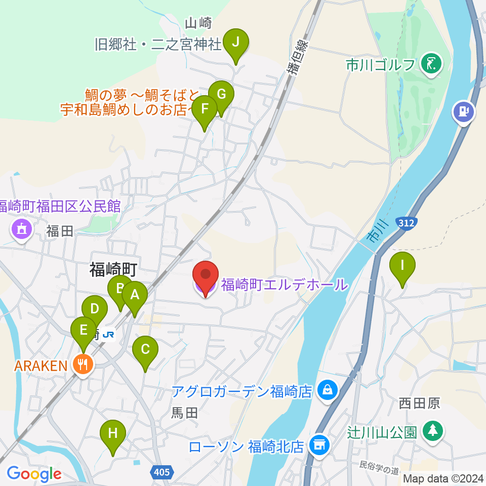 福崎町エルデホール周辺の駐車場・コインパーキング一覧地図