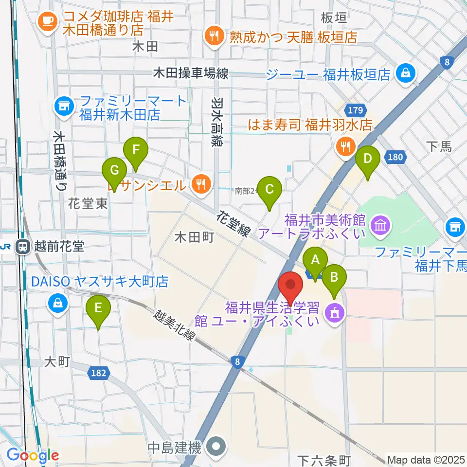 福井県産業会館周辺の駐車場・コインパーキング一覧地図