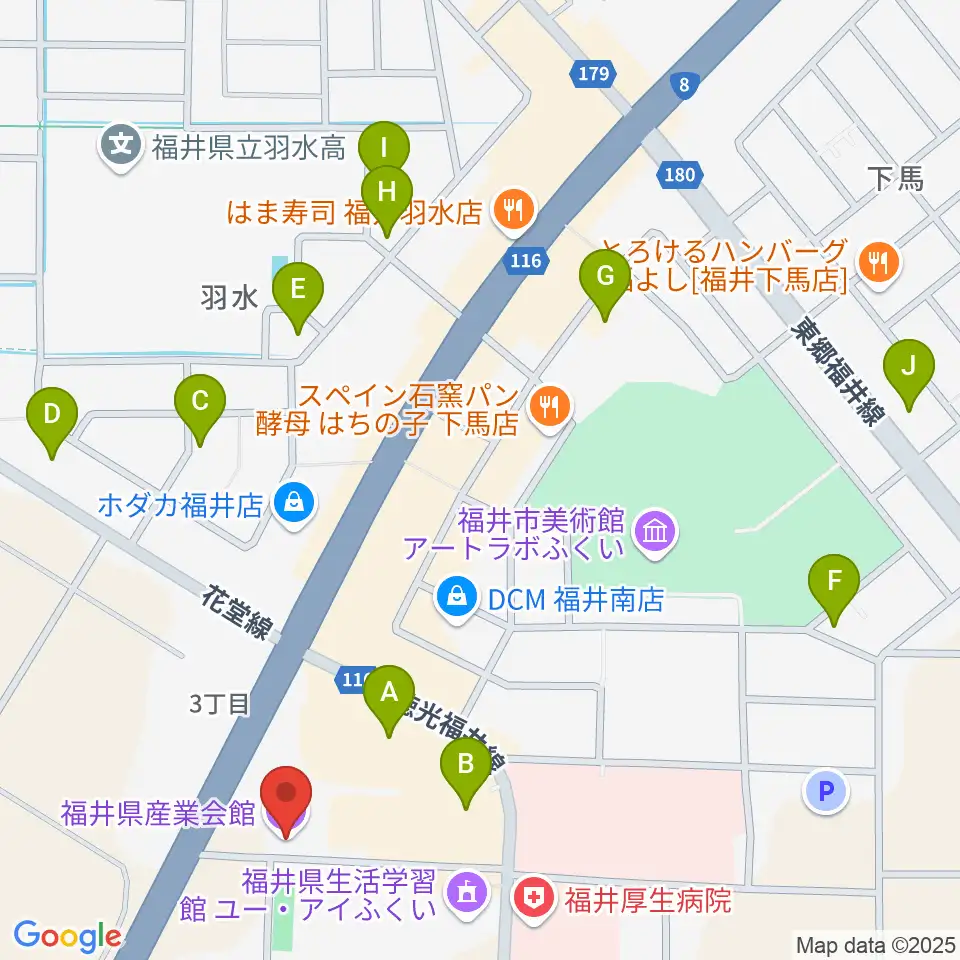 福井県産業会館周辺の駐車場・コインパーキング一覧地図