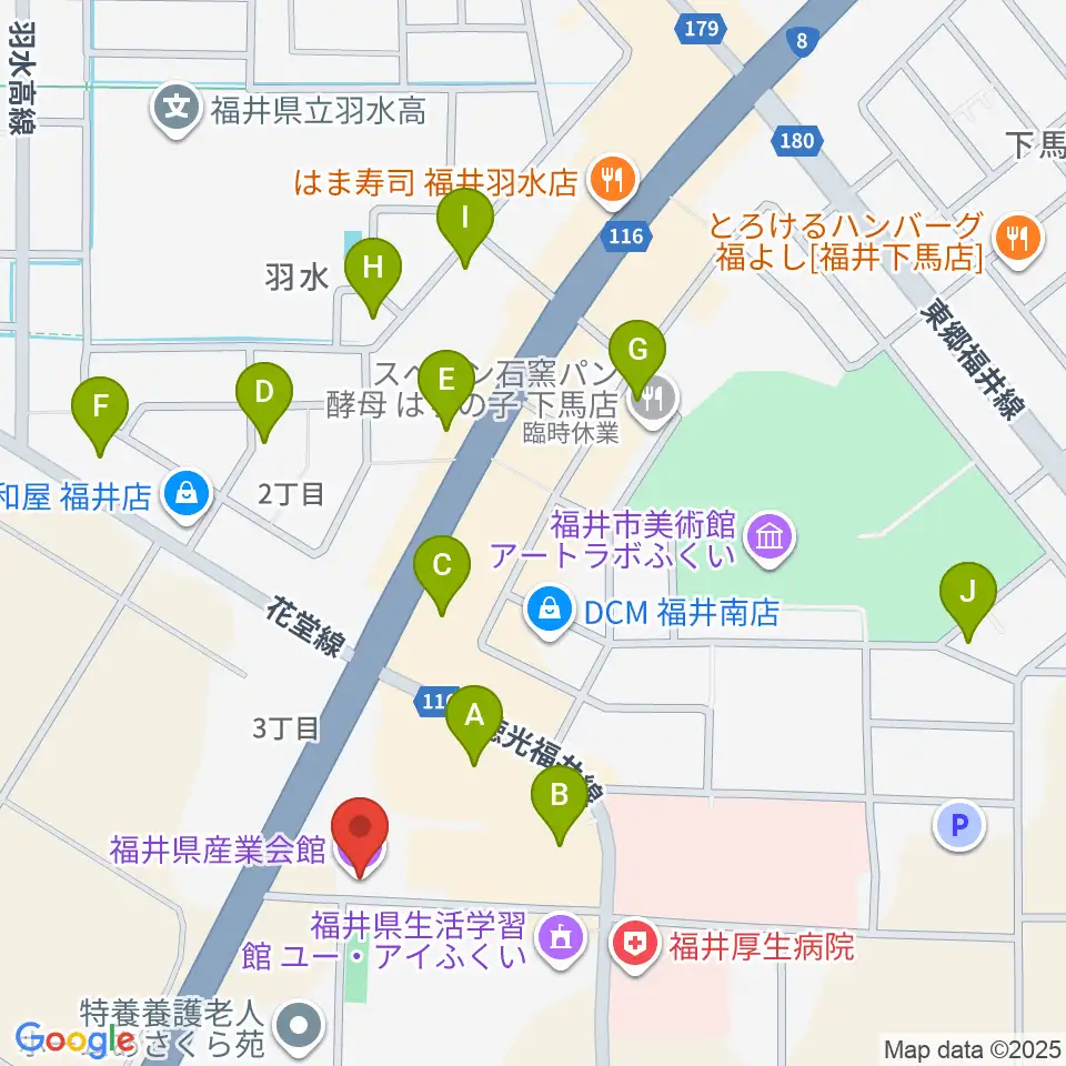 福井県産業会館周辺の駐車場・コインパーキング一覧地図