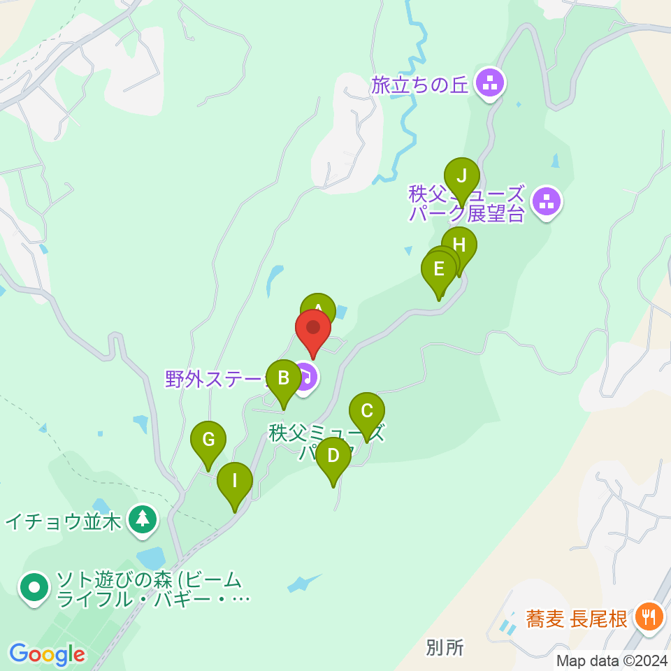 秩父ミューズパーク音楽堂周辺の駐車場・コインパーキング一覧地図