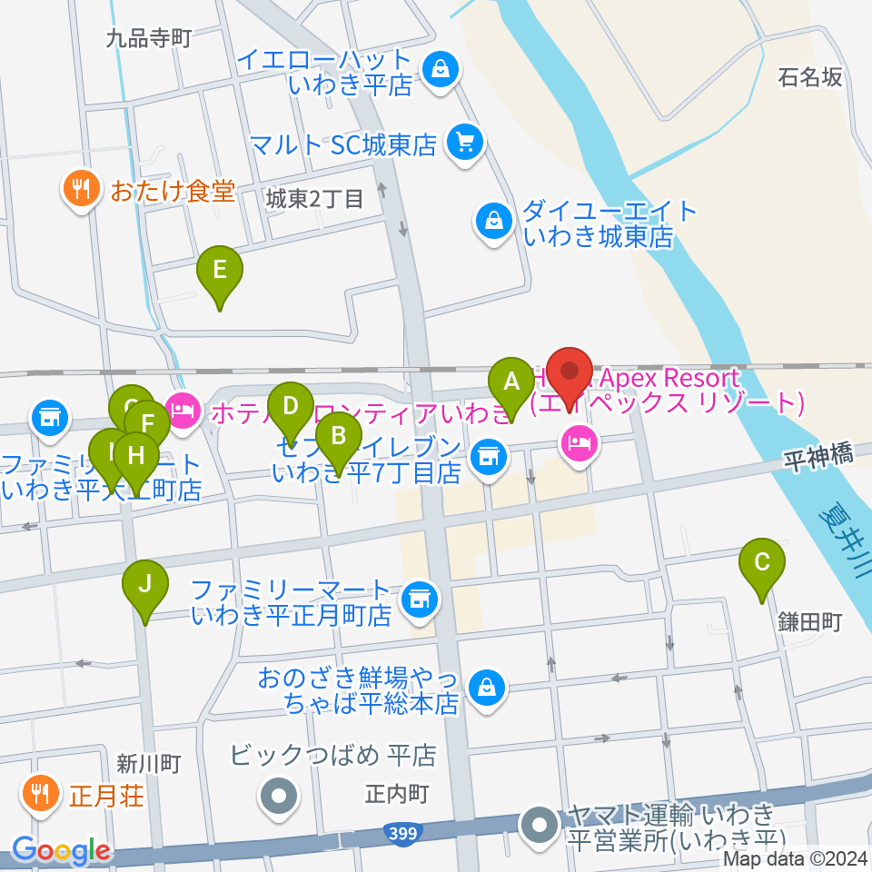 いわきPIT周辺の駐車場・コインパーキング一覧地図