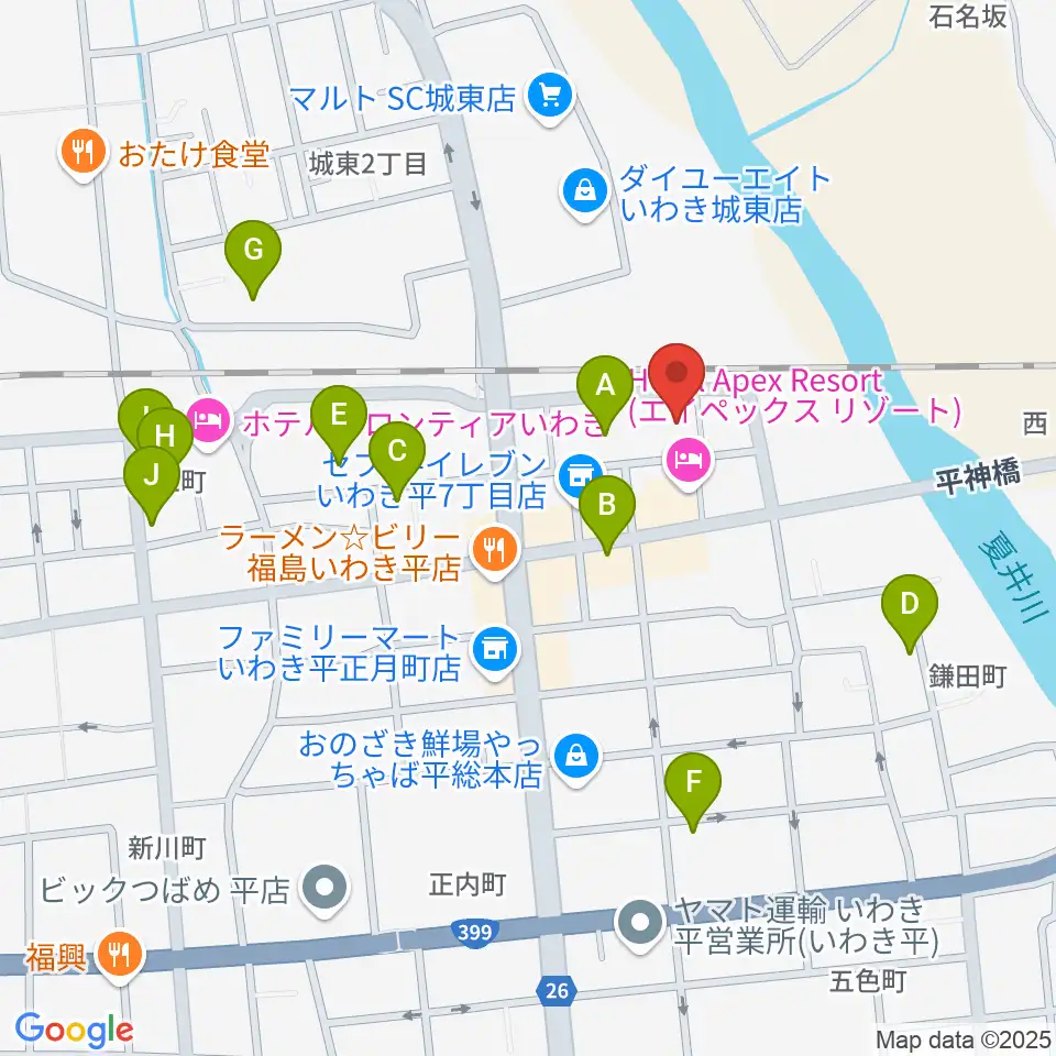 いわきPIT周辺の駐車場・コインパーキング一覧地図