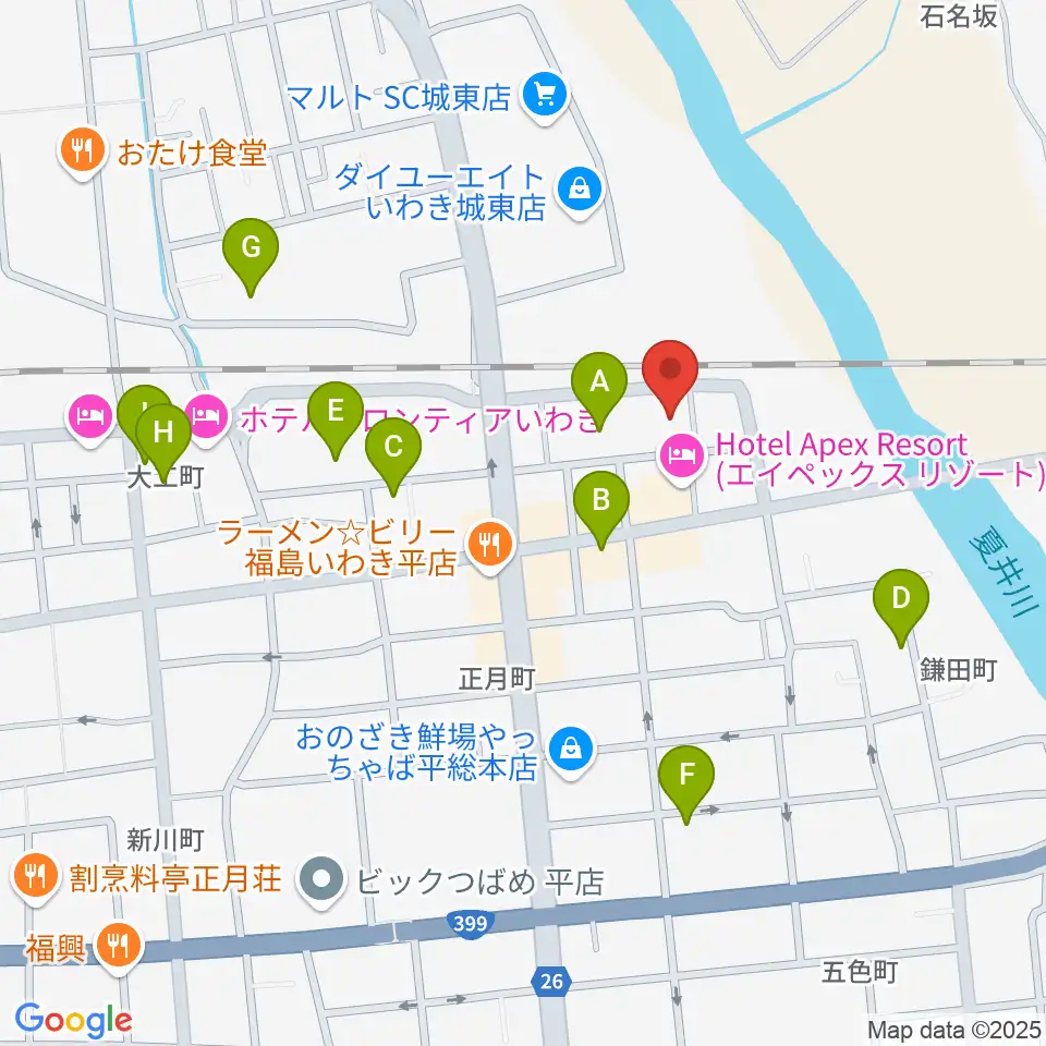 いわきPIT周辺の駐車場・コインパーキング一覧地図