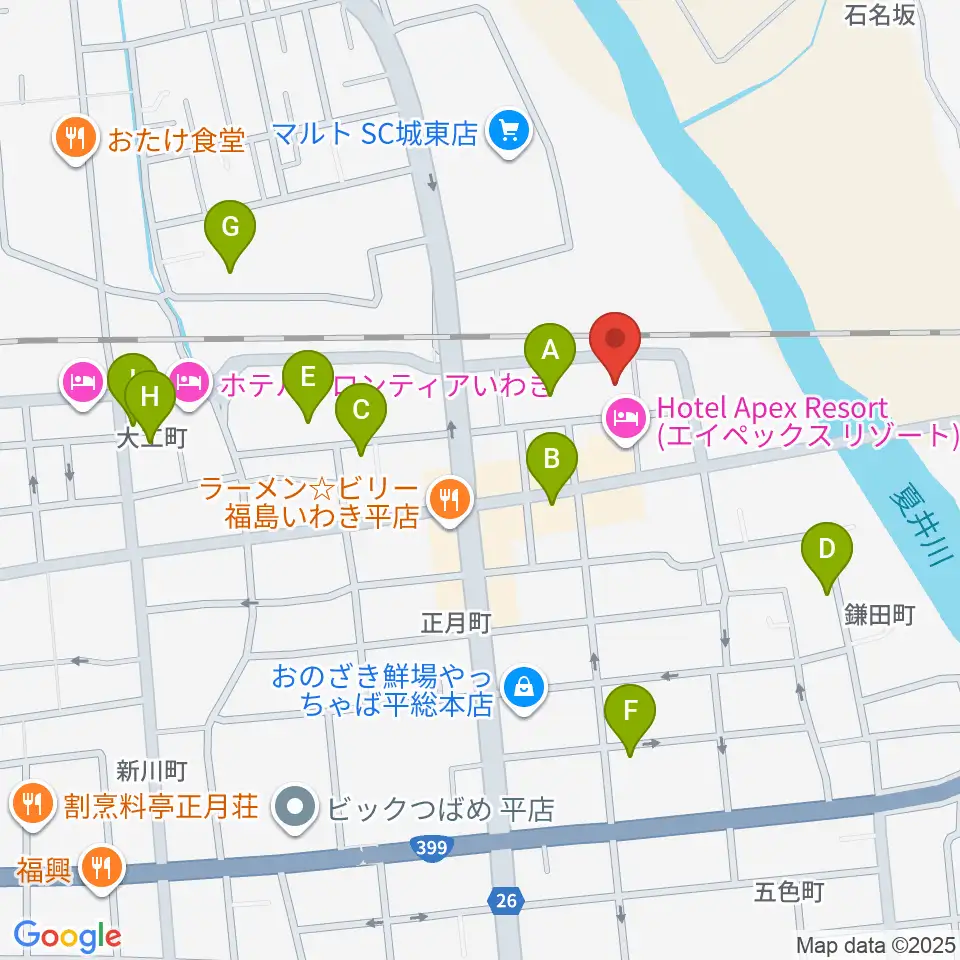 いわきPIT周辺の駐車場・コインパーキング一覧地図