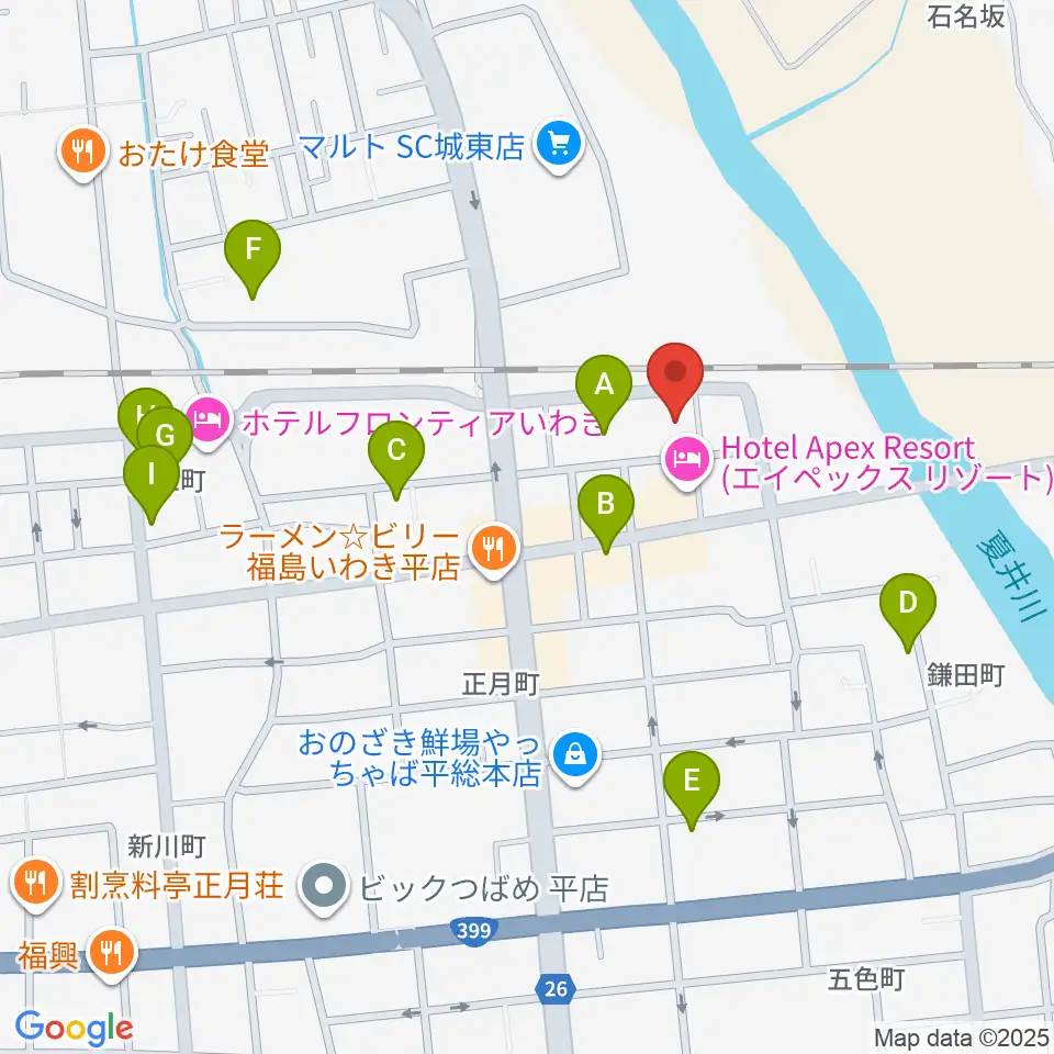 いわきPIT周辺の駐車場・コインパーキング一覧地図