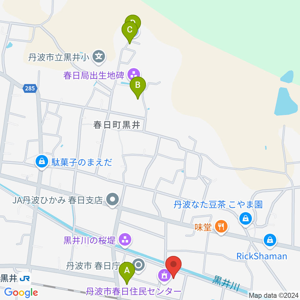 丹波市立春日文化ホール周辺の駐車場・コインパーキング一覧地図