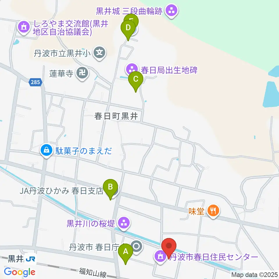丹波市立春日文化ホール周辺の駐車場・コインパーキング一覧地図