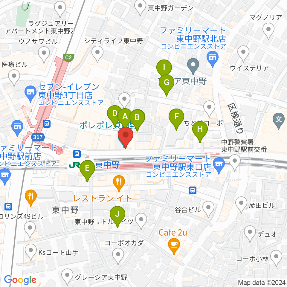 東中野ポレポレ坐周辺の駐車場・コインパーキング一覧地図