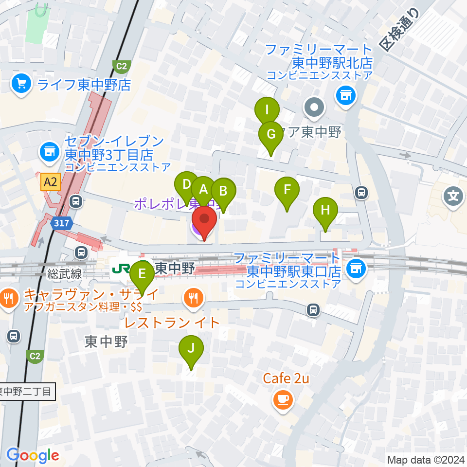 東中野ポレポレ坐周辺の駐車場・コインパーキング一覧地図