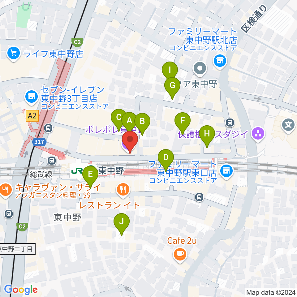 東中野ポレポレ坐周辺の駐車場・コインパーキング一覧地図