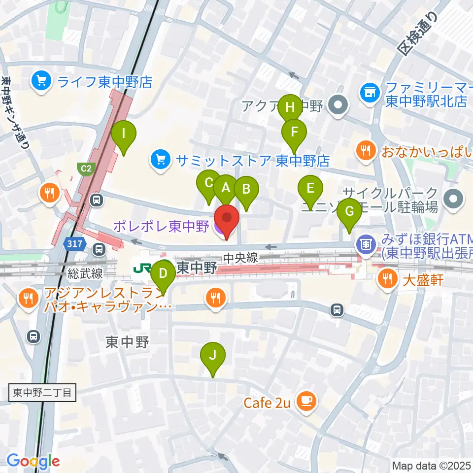 東中野ポレポレ坐周辺の駐車場・コインパーキング一覧地図