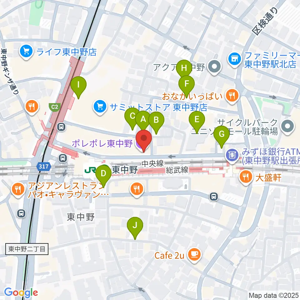 東中野ポレポレ坐周辺の駐車場・コインパーキング一覧地図