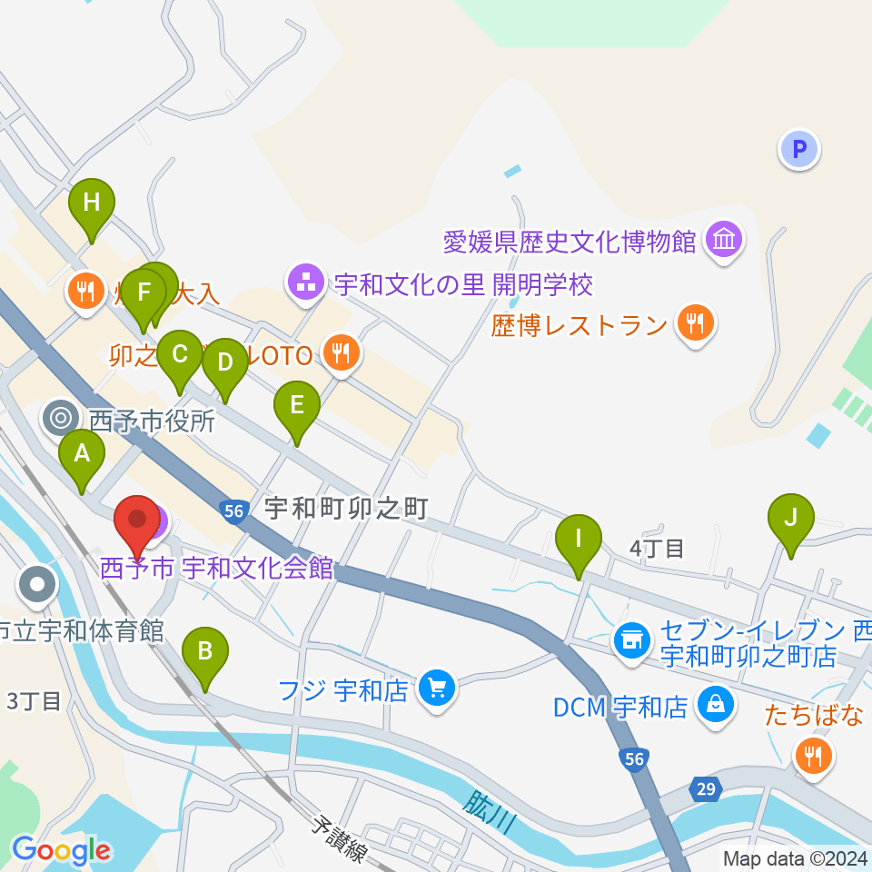 西予市宇和文化会館周辺の駐車場・コインパーキング一覧地図