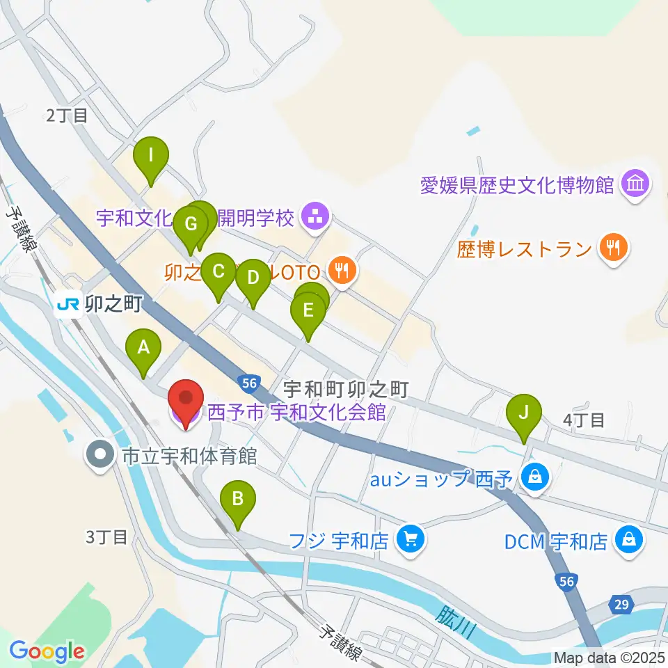 西予市宇和文化会館周辺の駐車場・コインパーキング一覧地図