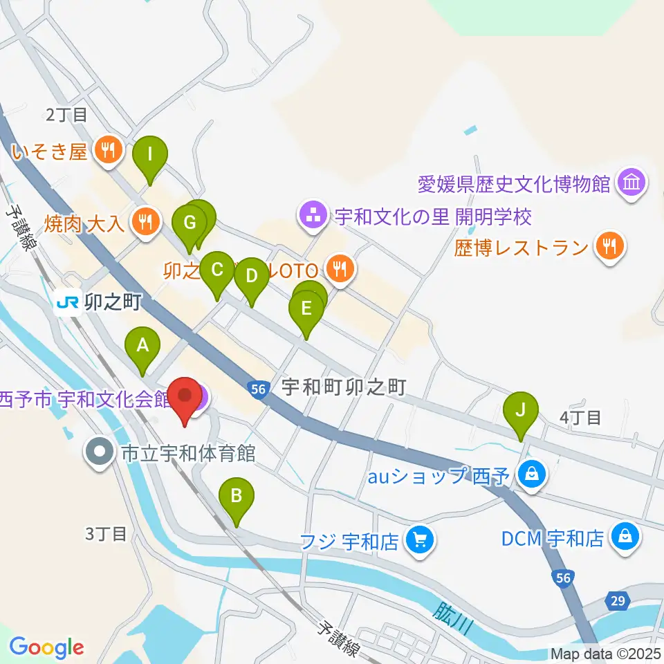 西予市宇和文化会館周辺の駐車場・コインパーキング一覧地図