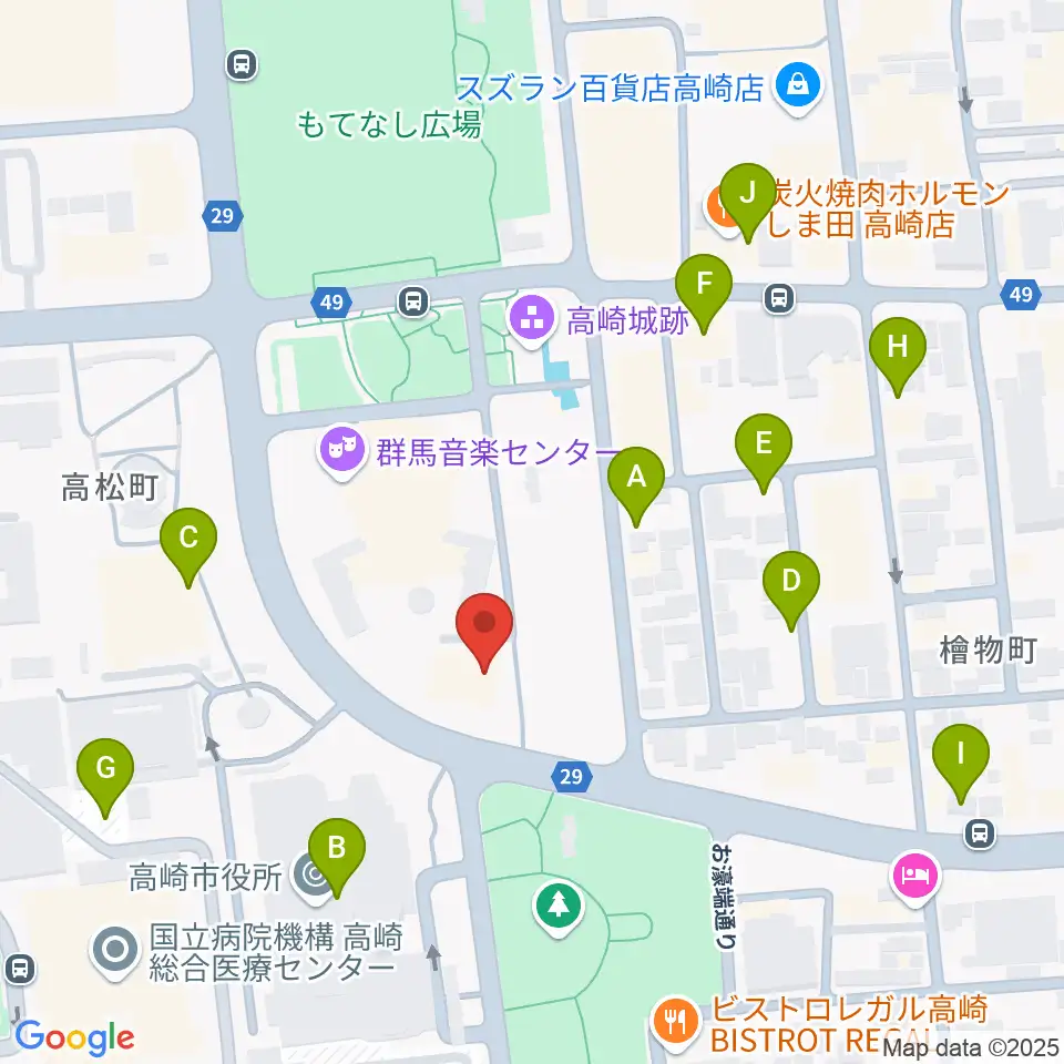 群馬シンフォニーホール周辺の駐車場・コインパーキング一覧地図