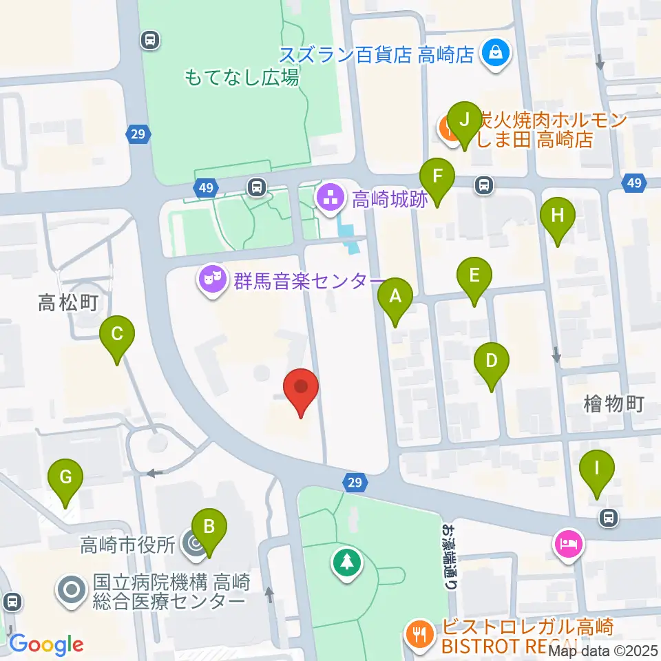 群馬シンフォニーホール周辺の駐車場・コインパーキング一覧地図