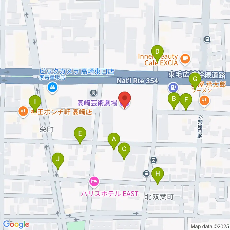 高崎芸術劇場周辺の駐車場・コインパーキング一覧地図