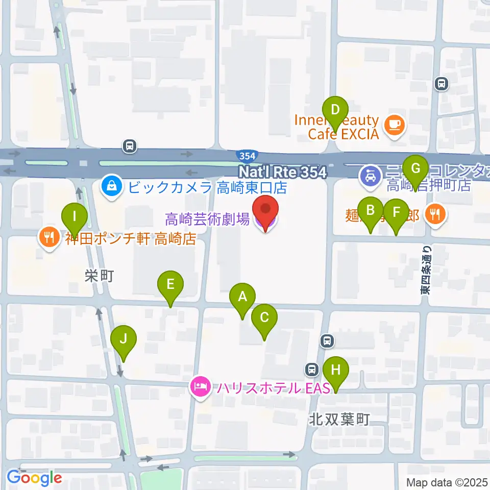 高崎芸術劇場周辺の駐車場・コインパーキング一覧地図