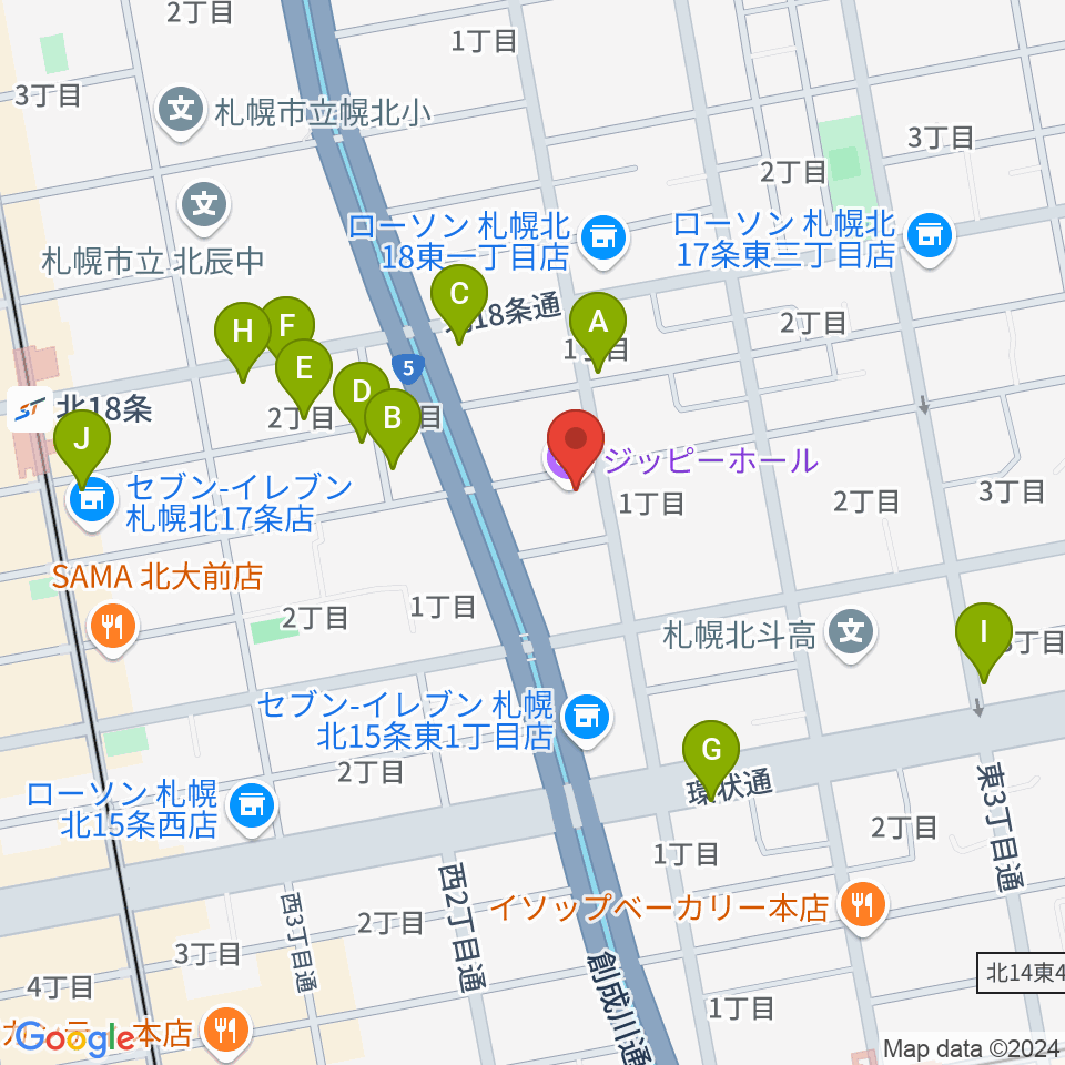 スタジオミックス・ジッピーホール周辺の駐車場・コインパーキング一覧地図