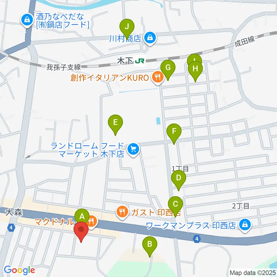 印西市文化ホール周辺の駐車場・コインパーキング一覧地図