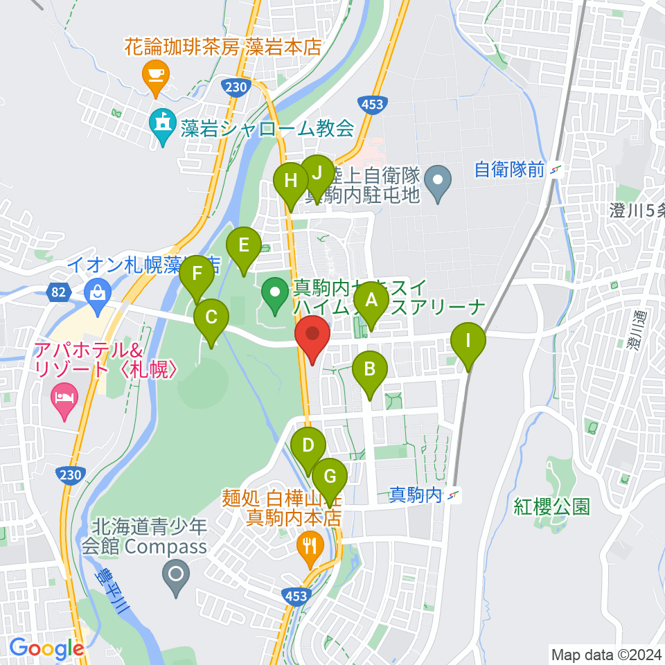 真駒内六花亭ホール周辺の駐車場・コインパーキング一覧地図