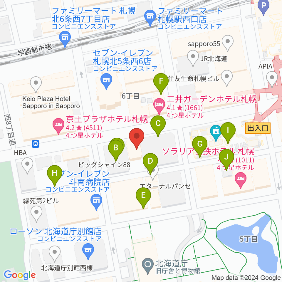 六花亭札幌本店 ふきのとうホール周辺の駐車場・コインパーキング一覧地図