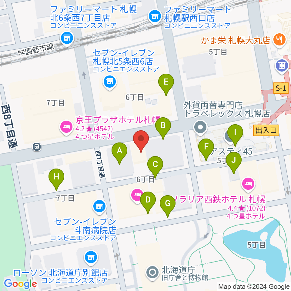 六花亭札幌本店 ふきのとうホール周辺の駐車場・コインパーキング一覧地図