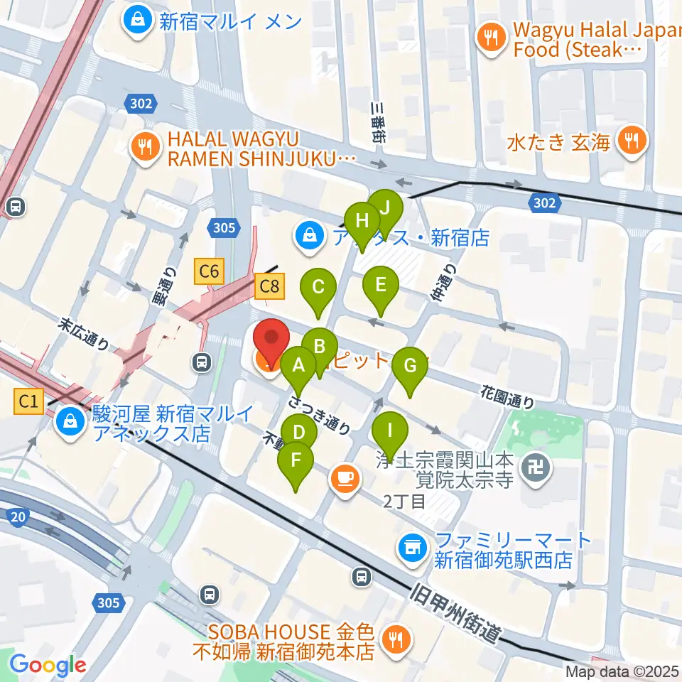新宿PIT INN周辺の駐車場・コインパーキング一覧地図