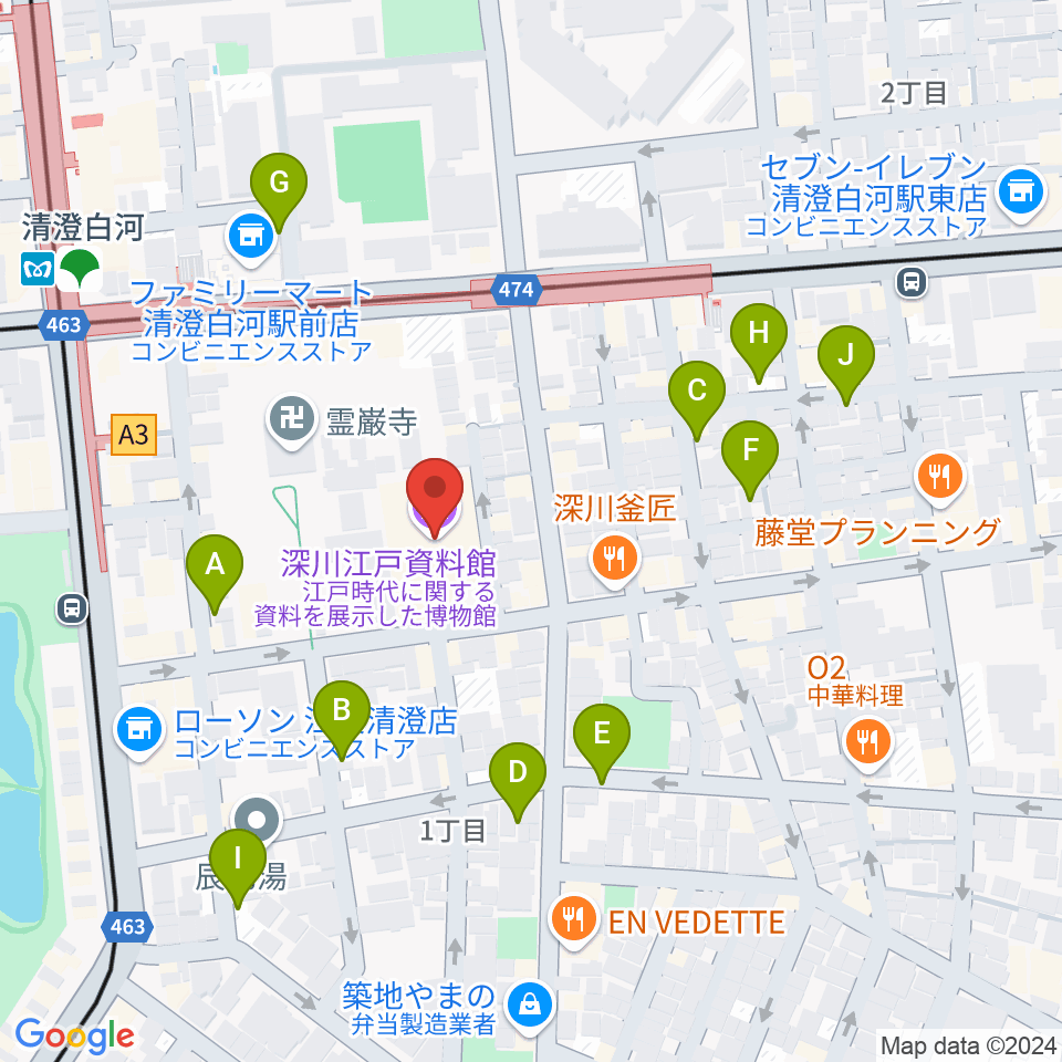 深川江戸資料館周辺の駐車場・コインパーキング一覧地図