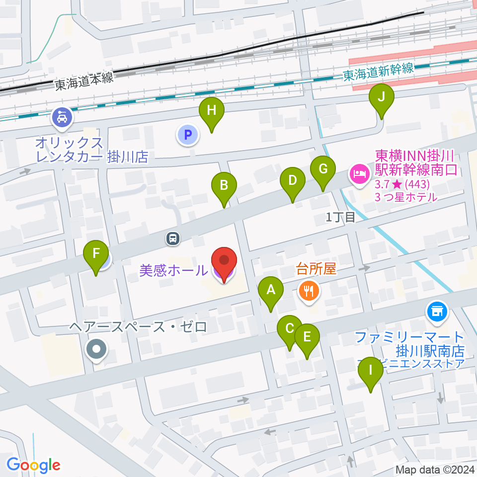 掛川市美感ホール周辺の駐車場・コインパーキング一覧地図