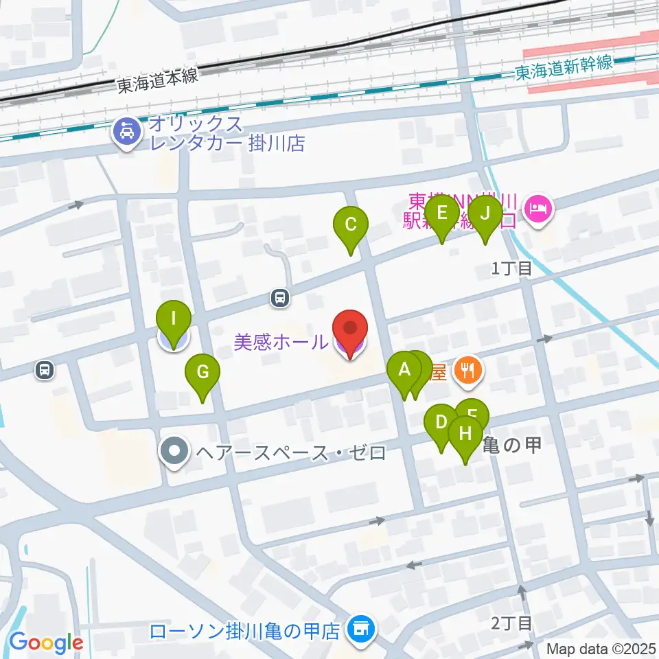 掛川市美感ホール周辺の駐車場・コインパーキング一覧地図