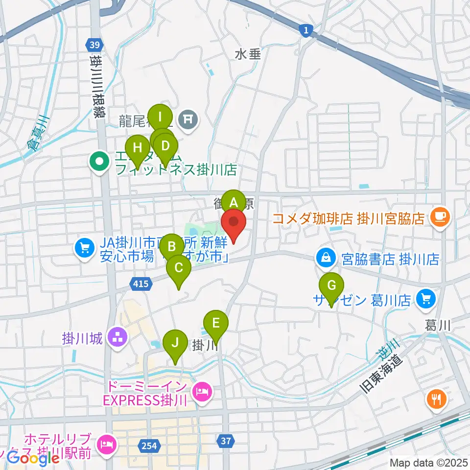 掛川市生涯学習センター周辺の駐車場・コインパーキング一覧地図