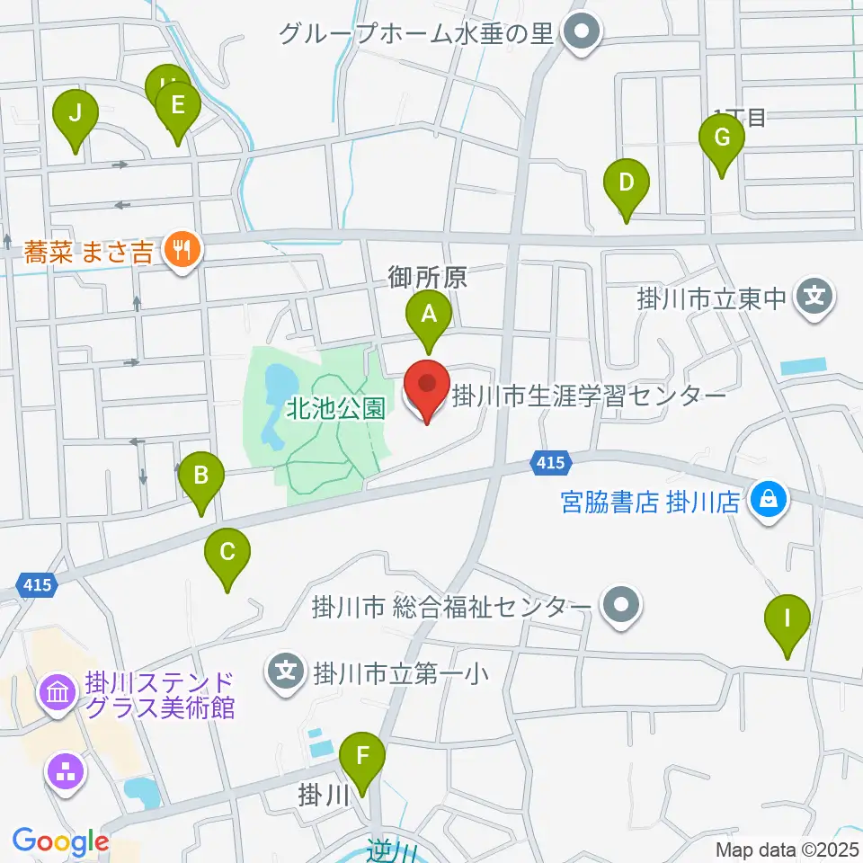 掛川市生涯学習センター周辺の駐車場・コインパーキング一覧地図