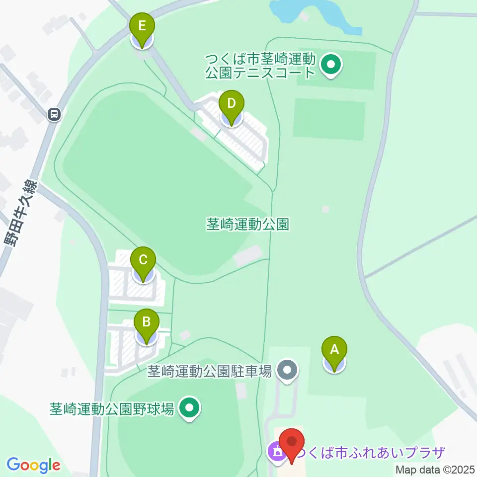 つくば市ふれあいプラザ周辺の駐車場・コインパーキング一覧地図