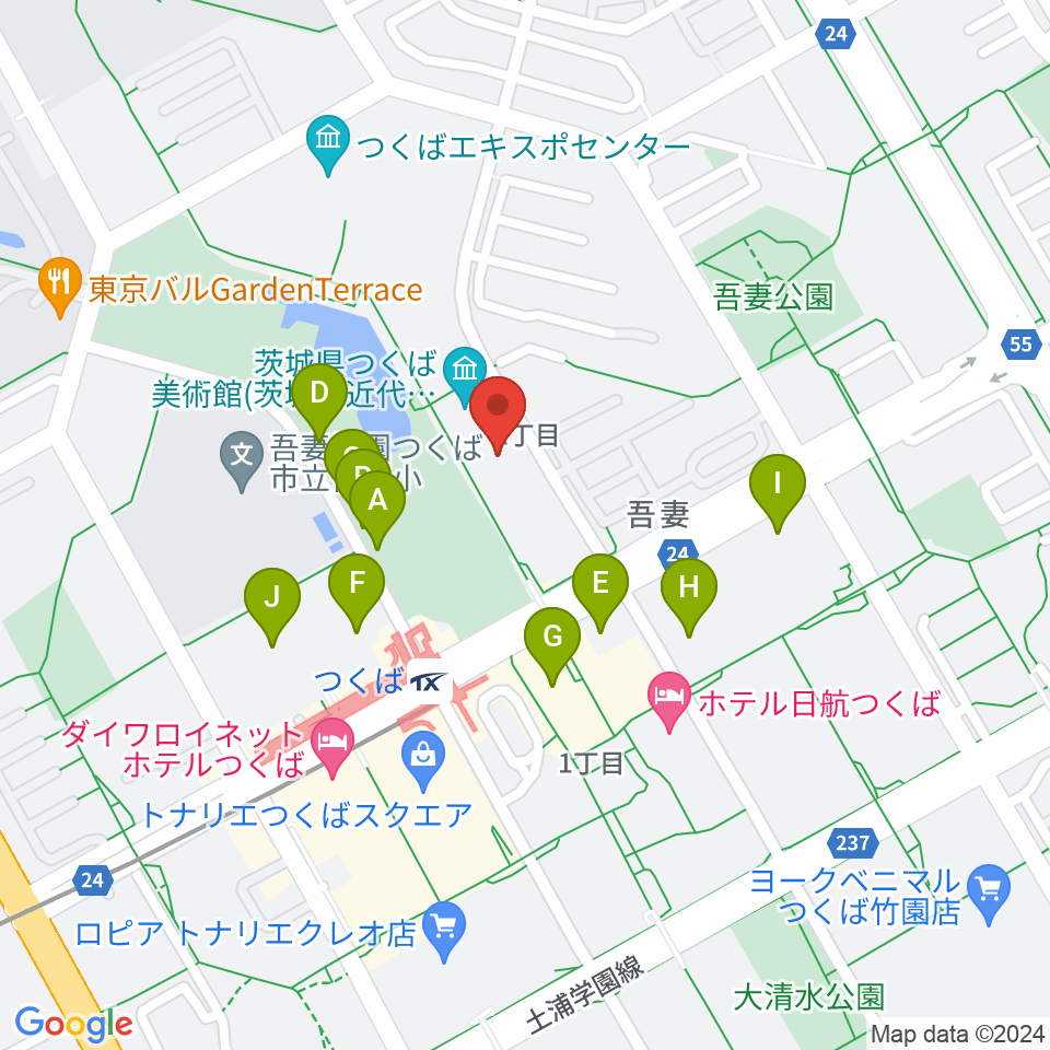 つくば文化会館アルス周辺の駐車場・コインパーキング一覧地図