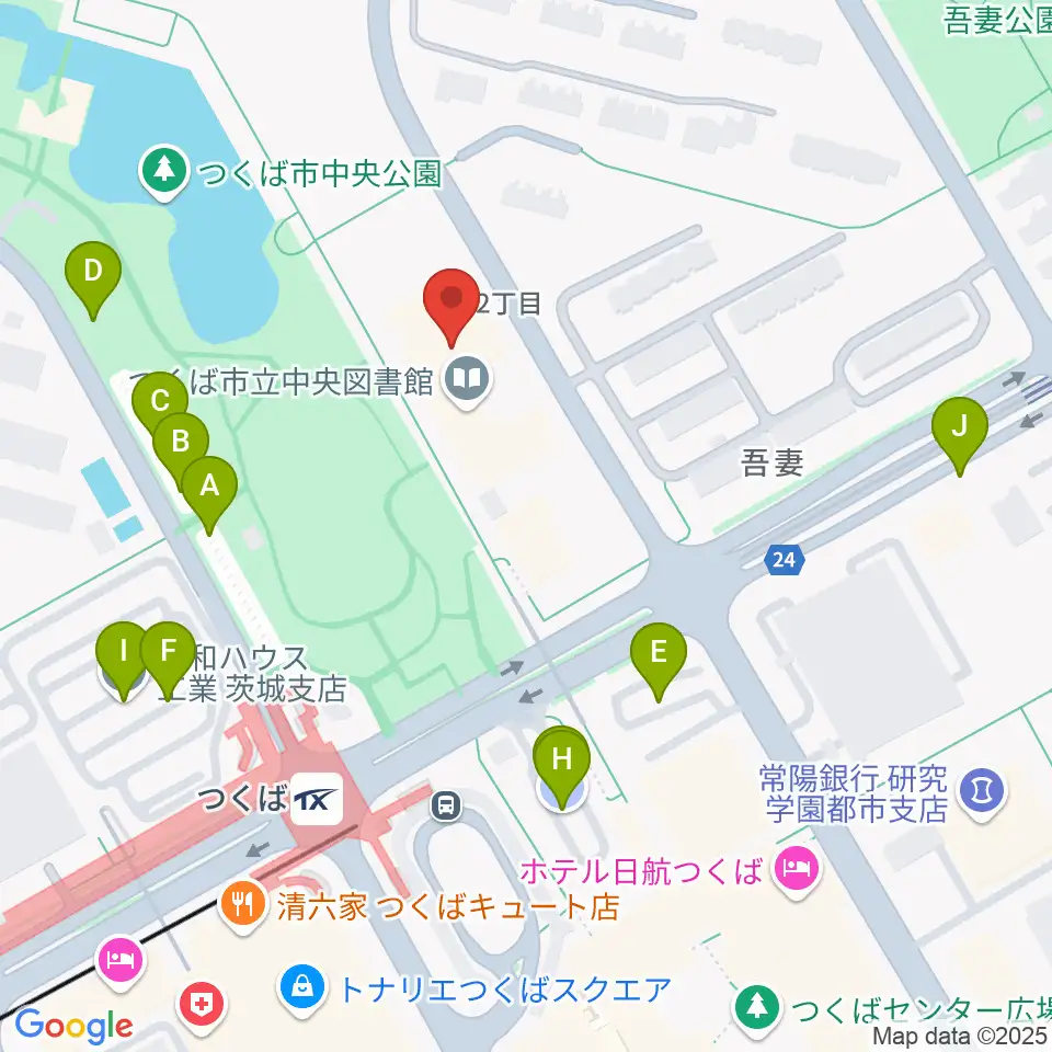 つくば文化会館アルス周辺の駐車場・コインパーキング一覧地図