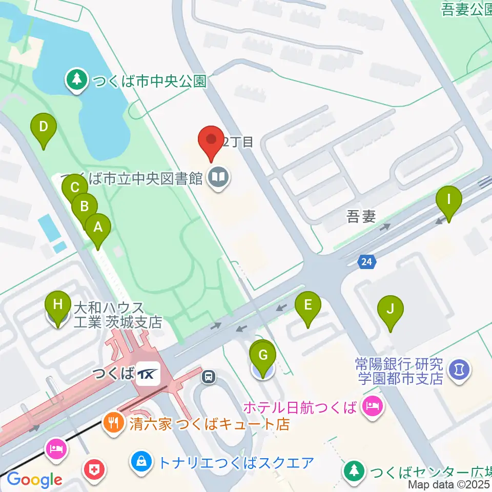 つくば文化会館アルス周辺の駐車場・コインパーキング一覧地図