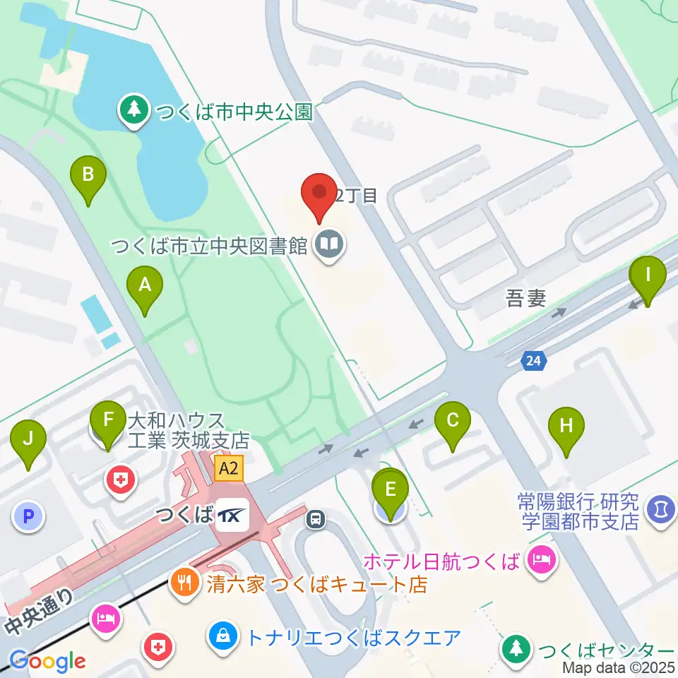つくば文化会館アルス周辺の駐車場・コインパーキング一覧地図