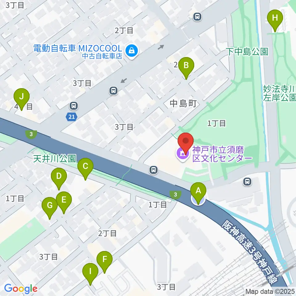神戸市立須磨区文化センター周辺の駐車場・コインパーキング一覧地図