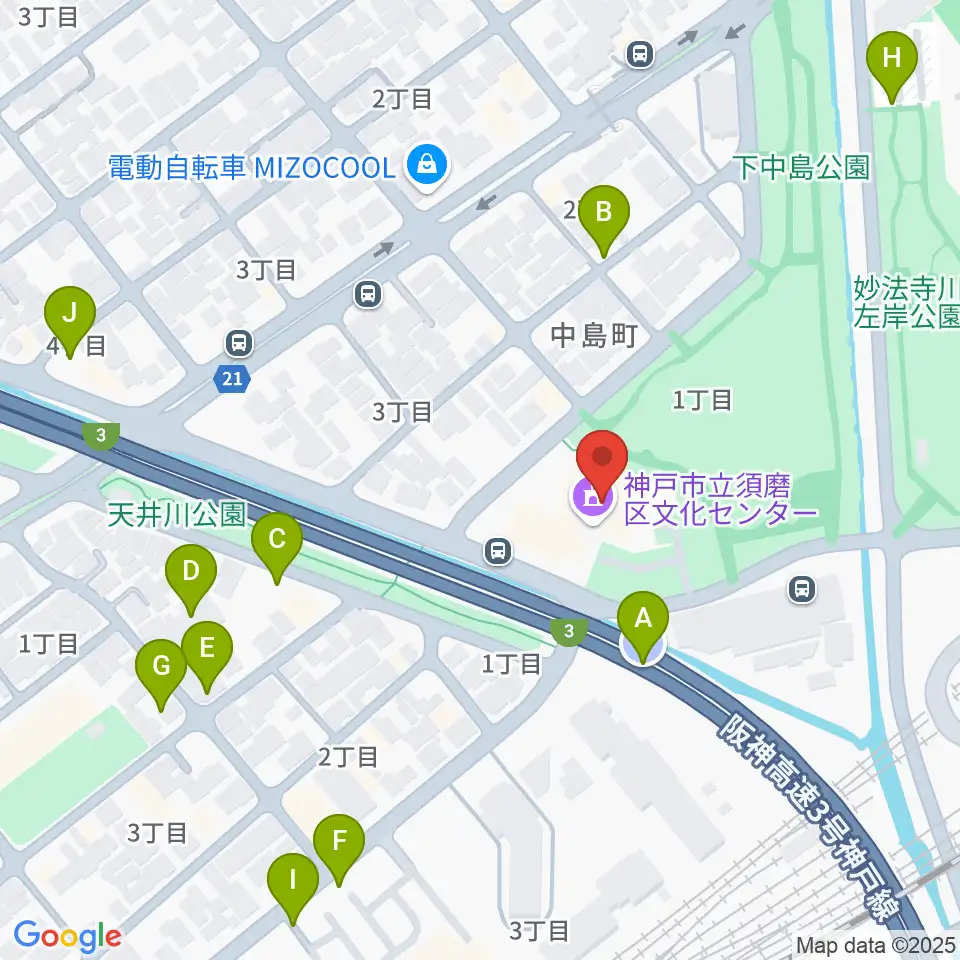 神戸市立須磨区文化センター周辺の駐車場・コインパーキング一覧地図