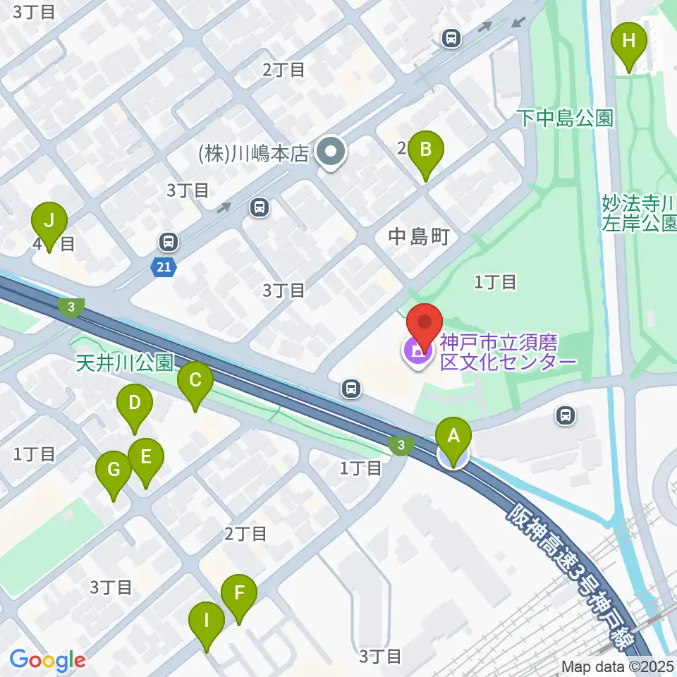 神戸市立須磨区文化センター周辺の駐車場・コインパーキング一覧地図